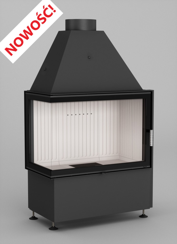 Zestaw kominek powietrzny stalowy KRATKI LUCY Prawy BLACK 14 kW Ø 200 z akcesoriami Volcano 2LATa - Zestaw kominek powietrzny stalowy KRATKI LUCY Prawy BLACK 14 kW Ø 200 z akcesoriami